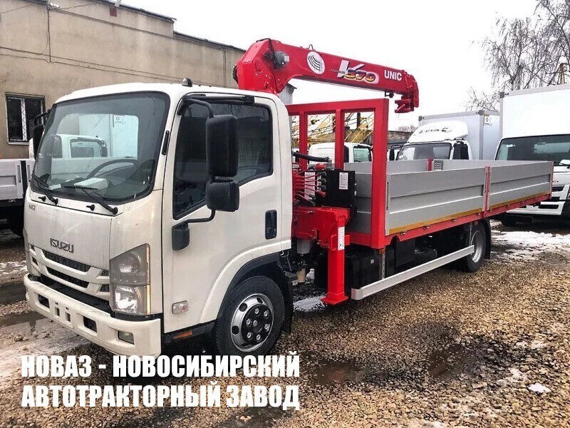 Бортовой грузовик ISUZU ELF NQR90 с краном манипулятором UNIC UR-V374K до 3 тонн