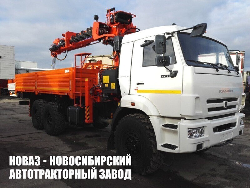 Бортовой грузовик КАМАЗ 43118 с манипулятором Kanglim KS2056H до 7,1 тонны с буром