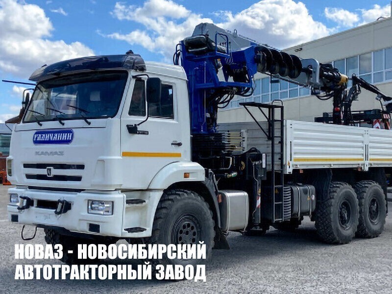 Бортовой грузовик КАМАЗ 43118 с манипулятором КМА-150-5 Галичанин до 7 тонн с буром