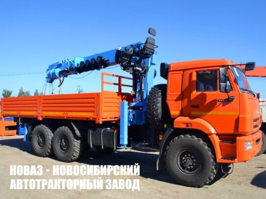 Бортовой автомобиль КАМАЗ 43118 с манипулятором DongYang SS2037 до 8 тонн с буром (фото 1)