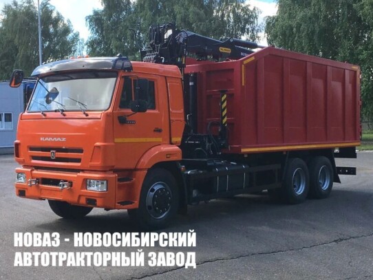 Ломовоз 659004-0062035-24 с манипулятором ВЕЛМАШ VM10L74M до 3,1 тонны на базе КАМАЗ 65115 (фото 1)