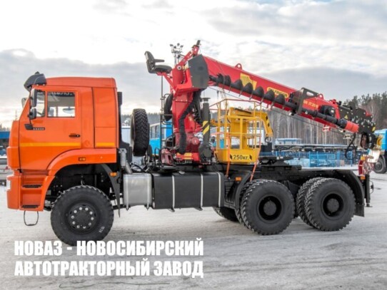 Седельный тягач КАМАЗ 65225 с манипулятором INMAN IT 200 до 7,2 тонны с буром и люлькой модели 3660 (фото 1)