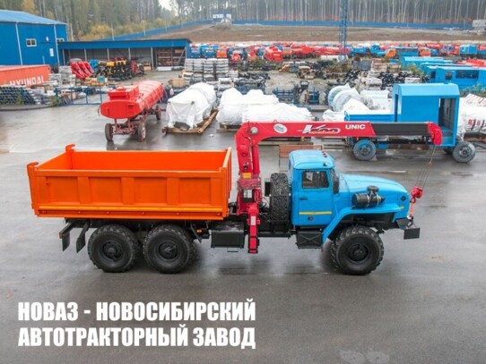 Самосвал Урал 4320-1951-72 грузоподъёмностью 8,8 тонны с манипулятором UNIC URV-503 до 3 тонн модели 7904 (фото 1)